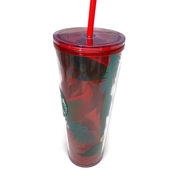 NWT Starbucks Christmas Holiday 2019 Red Pine Cone Holly Venti Cold Cup Tumbler - Picture 3 of 6
